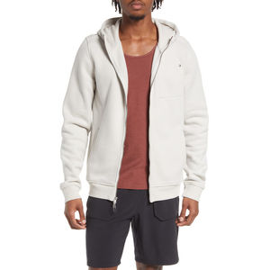 Vente en gros de pull à capuche zippé 100% coton pour hommes, vêtements décontractés de couleur unie, grande taille, poids lourd pour l'hiver, broderie numérique - Product Image 1