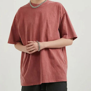 T-shirt pour homme en coton 100% tricoté, coupe ample, style chinois, délavé à l'acide, nouvelle conception 2024, personnalisable, uni, grande taille, épaules tombantes - Product Image 6