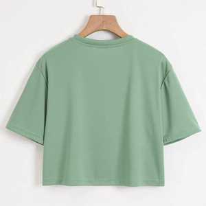 Camiseta Corta Informal de Alta Calidad para Mujer, Personalizable OEM, de Algodón/Fibra de Bambú, Transpirable, de Secado Rápido, Ligera, Lisa, para Fitness - Product Image 2