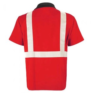 Camiseta Polo de Trabajo de Alta Visibilidad Roja y Negra para Hombre con Tiras Reflectantes, Material de Poliéster - Product Image 6