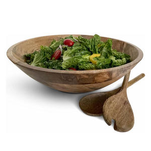 Juego de ensaladeras de madera de mango de calidad superior con utensilios para servir, ideal para hoteles, restaurantes, hogar, mesa de comedor y decoración de cocina - Product Image 2