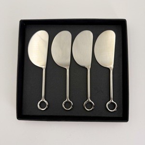 Juego de Utensilios para Queso de Acero Inoxidable, Juego de Queso Redondo Plateado, Juego de Esparcidores de Queso, Mango Circular, Precio Más Bajo en India - Product Image 5