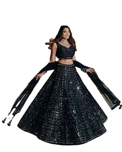 Lehenga Choli Estilo Bollywood, Choli Negro, Lehenga Choli Elegante para Fiestas, Lehenga Moderna - Product Image 1