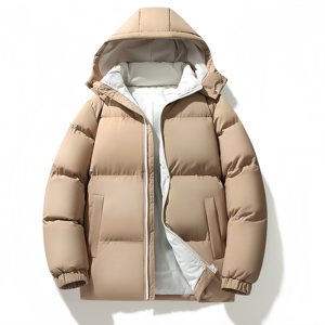 Nouvelle veste de poisson-globe épaisse ample et chaude à la mode pour hommes d'hiver, veste en coton décontractée à capuche coupe-vent et chaude pour hommes - Product Image 2