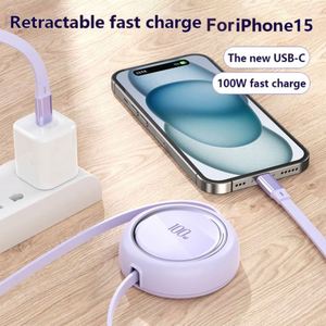 Bon prix Mini 100W 5A câble USB rétractable à charge rapide 1.2M câbles de chargeur de TYPE-C en nylon pour MacBook - Product Image 4