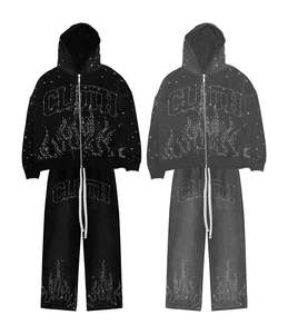 Ensemble de survêtement unisexe avec strass, bling, cristal, streetwear |   Style urbain unisexe |   Ensemble de survêtement brillant pour hommes et femmes |   Usine OEM - Product Image 1
