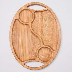 Bandeja de servicio de madera de acacia ecológica al por mayor plato de fiesta de aperitivo decorativo de India - Product Image 4