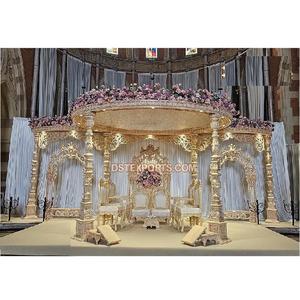 Aspecto clásico Rey Reina Boda Mandap Decoración Fascinante Boda hindú Heer Mandap Configuración Fibra tradicional Heer Boda Ma - Product Image 1