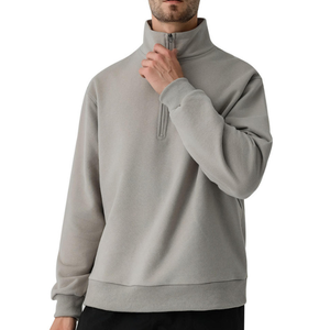 Venta al por mayor de los hombres de alta calidad de algodón personalizado 1/4 Zip media cremallera cuello pulóver cuarto de moda cuello redondo liso sudaderas - Product Image 1