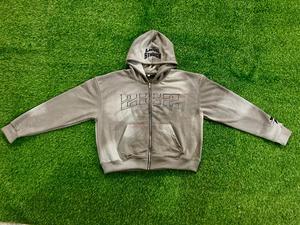 เสื้อฮู้ดติดซิปสำหรับฤดูหนาวปรับแต่งได้มีลายปักพลอยเทียมสีทึบลายพระอาทิตย์จางปรับแต่งได้ - Product Image 3