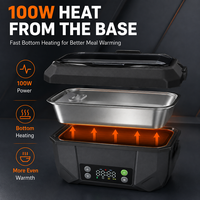 Boîte alimentaire chauffante sans fil de 1,3 L, boîte à lunch chauffante rechargeable avec plateau intérieur amovible pour le soutien sur le terrain