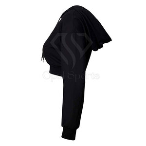 เสื้อฮู้ดเอวลอยสำหรับผู้หญิงผ้าคอตตอนสีทึบใส่สบายสไตล์สตรีทแวร์สำหรับฤดูหนาวกลางแจ้งออกแบบได้ตามต้องการ - Product Image 2