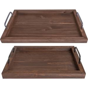 Plateau de service élégant en bois blanc avec poignées, idéal pour le petit-déjeuner, le café, les collations, les fêtes et la décoration intérieure - Product Image 4