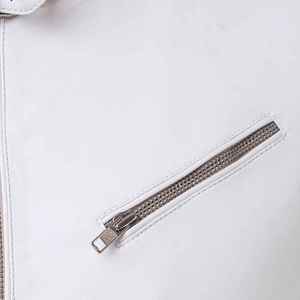 <b>White</b> Color 2024 Fashion Hot Sale Customize Leather <b>Jacket</b> for <b>Men's</b> Slim Fit Style with 100% Original Clothing Oem - Product Image 6