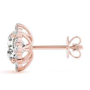 Diamant rond avec boucle d'oreille de style floral pour les femmes - Product Image 2