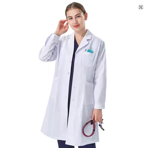 Bata básica blanca personalizable de longitud regular para hombres y mujeres como uniformes de hospital - Product Image 4