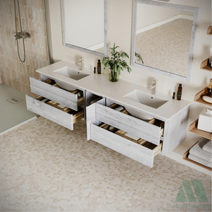 Gabinetes de baño de madera listos para montar de estilo moderno cajones resistentes al agua respetuosos con el medio ambiente elegante para apartamento Hotel Villa - Product Image 2