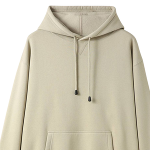 Sweat à capuche unisexe beige en molleton de coton premium, uni, décontracté, streetwear, coupe oversize, vente en gros - Product Image 3