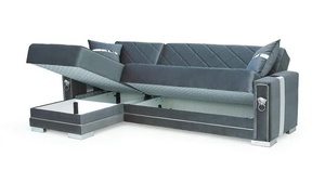 Juego de esquina de tres plazas sofá cama reclinable extensible tela de almacenamiento para apartamento Hotel Villa Hospital sótano entrada esponja - Product Image 3