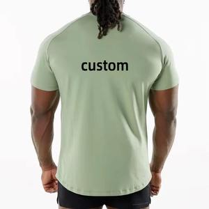 T-shirts de gymnastique imprimés sur mesure chemises d'entraînement à col rond et à séchage rapide pour hommes vêtements de fitness respirants de couleur unie - Product Image 2