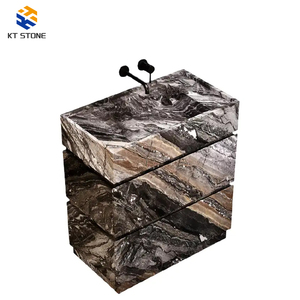 Mueble de Baño Independiente de Mármol Calacatta Viola Turco de Diseño Moderno Personalizado al por Mayor con 4 Cajones y Lavabo, Proveedor de Tamaños Personalizados - Product Image 2