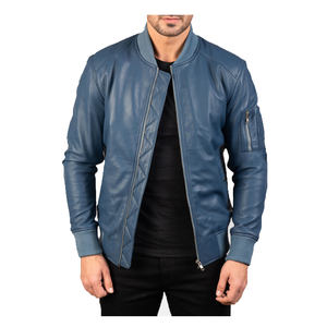 Veste en cuir véritable à col montant pour homme, style vintage, avec logo sur le devant, séchage rapide, respirante, prix de gros, vente chaude - Product Image 3