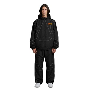 Conjunto deportivo para hombre, chaqueta cortavientos y pantalones deportivos a juego, ropa deportiva transpirable para correr - Product Image 1