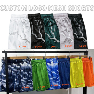 Wholesale Solid Casual Vintage Double <b>Layer</b> 4 Inch Inseam Embroidery Logo Sublimation Polyester Gym Mesh Shorts for Men - Product Image 5