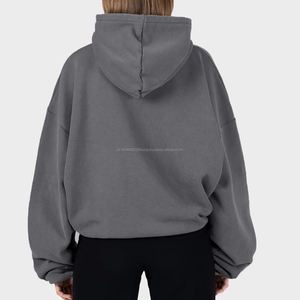 Sudadera con Capucha Corta Personalizada para Hombre, Estampado Puff, 500 Gsm, Sudadera Gruesa, Estilo Hip Hop, Holgada, Fabricantes de Ropa para Hombre - Product Image 2