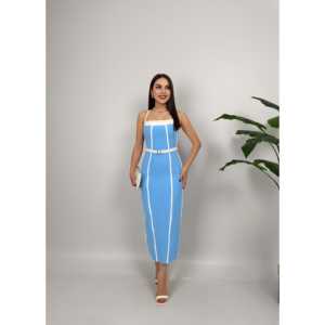 เดรสทรงเข้ารูป รุ่น 3018 พร้อมดีเทลช่วงเอวแบบธรรมชาติ ตกแต่งด้วยการเย็บขอบอย่างหรูหรา - Product Image 1