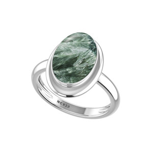 Anillo Ajustable de Plata de Ley 925 con Engaste de Bisel, Gema de Serafinita, Formas Mixtas, Clásico, para Bodas, Fiestas, Moderno, Unisex - Product Image 5
