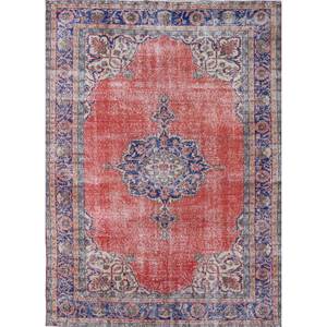 Alfombra de Lana Anudada a Mano de Gran Tamaño, Diseño de Medallón Rojo y Naranja, para Sala de Estar, Pasillo Rectangular, Modelo Pae-2427 - Product Image 1