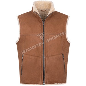 Chaleco de Pesca Multibolsillos con Logotipo Personalizado de Fábrica, Cuero Vacuno Genuino con Forro de Piel, Chaleco de Trabajo para Caza al Aire Libre - Product Image 1