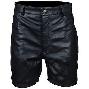 Short en cuir décontracté pour hommes, taille moyenne écologique avec fermeture à glissière sur le devant, logo imperméable, meilleure vente - Product Image 4