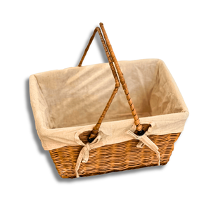 Panier en rotin en osier avec cadre Panier cadeau rectangulaire avec doublure en tissu de coton et cadre en fer robuste Artisanat du Vietnam - Product Image 1
