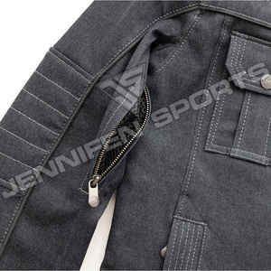 Veste en tissu denim pour homme pour moto d'hiver 2024, poches sur la poitrine et sur les côtés, fermeture éclair et boutons, col doublé en maille - Product Image 4