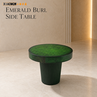 Table basse ronde en bois de burl vert émeraude de luxe, durable, meubles modernes pour salon