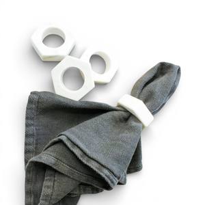 Ensemble d'anneaux de serviette ronds en marbre blanc avec finition polie lisse pour une décoration de table élégante et unique - Product Image 5