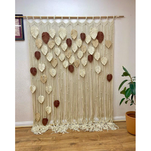 Beautiful Bohemian Macrame Leaves <b>Curtain</b> Handmade Wall Hanging for Outdoor Spaces for Wedding Christmas Decor Format Rope Boho - Product Image 1