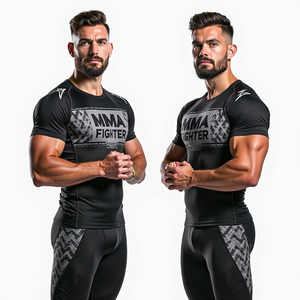 <b>Rash</b> <b>Guard</b> for MMA and Custom Fit Full and Short Sleeve Compression Training Fight Wear kimono de jiu jitsu - Product Image 2
