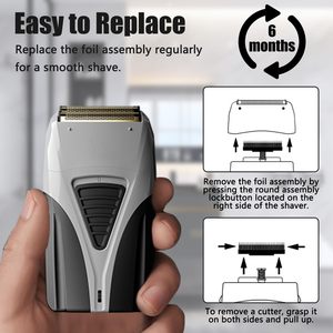 Paquete de 2 cabezales de repuesto de lámina dorada para afeitadora eléctrica, triple cuchilla, para cuerpo y rostro, lavable por USB, resistente al agua - Product Image 4