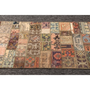 พรมตุรกีขนาด 2.6x9.3 ฟุต พรมวินเทจขนาดเล็ก ลายเรขาคณิตสีรุ้งพร้อมลวดลายดอกไม้ - Product Image 5