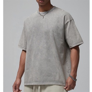 Custom Men's Oversize Acid Wash Distressed Hip Hop Eco-Friendly Breathable Stonewash Cotton T-<b>Shirt</b> 2026 - Product Image 2