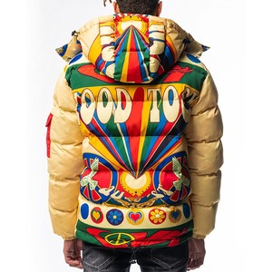Venta al por mayor de los hombres personalizados de nylon burbuja chaqueta acolchada de invierno brillante extraíble capucha cierre de cremallera Turn-Down High Street - Product Image 5