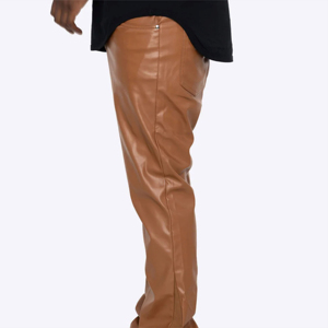 new arrivals custom women ma2i faux leather <b>trouser</b> fwide leg flared leather pants - Product Image 6