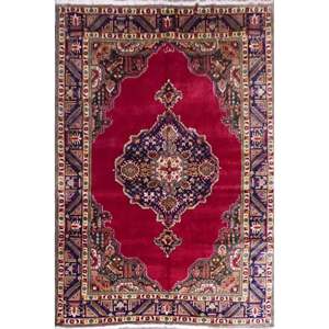 Alfombra Persa Semiantigua Anudada a Mano, Modelo Tabriz Azul, 11'9 X 7'9, Panr10691 (Rojo: 10691) - Product Image 1