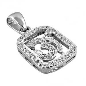 Pendentif Om en argent 925 avec accents de diamants pour femmes, bijoux religieux - Product Image 1