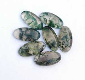 Pierre précieuse en vrac de Cabochon ovale d'agate de mousse verte naturelle pour la fabrication de bijoux - Product Image 6