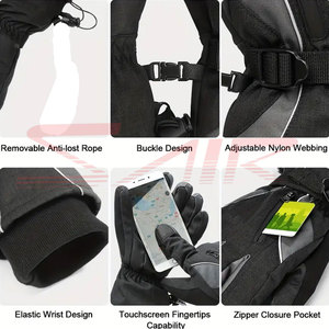 Guantes de Esquí de Invierno de Cuero Personalizados para Hombre, Impermeables, Cálidos, para Nieve, Snowboard, Moto de Nieve, Deportes de Esquí, con Bolsillo con Cremallera - Product Image 5