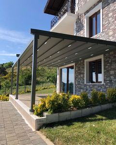 Pérgola Retráctil Motorizada Eléctrica Ecológica Moderna de Aluminio con Techo de Lamas para Patio Exterior, Gazebo, Pabellón - Product Image 3